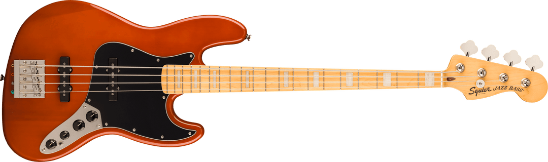 Squier Classic Vibe Active '70s Jazz Bass, Maple Fingerboard, Black Pickguard, Mocha