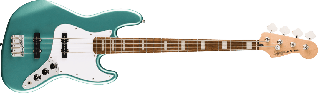 Squier Affinity Series Active Jazz Bass, Laurel Fingerboard, White Pickguard, Mystic Sea Foam Green
