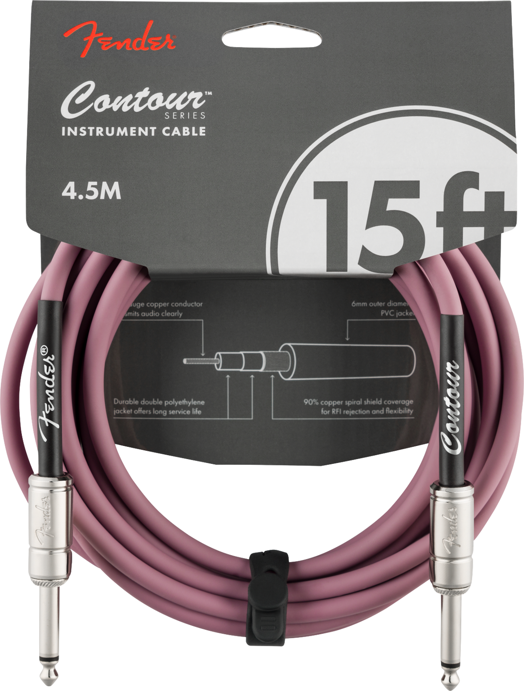 Fender Contour Series Instrument Cable, 15ft Burgundy Mist