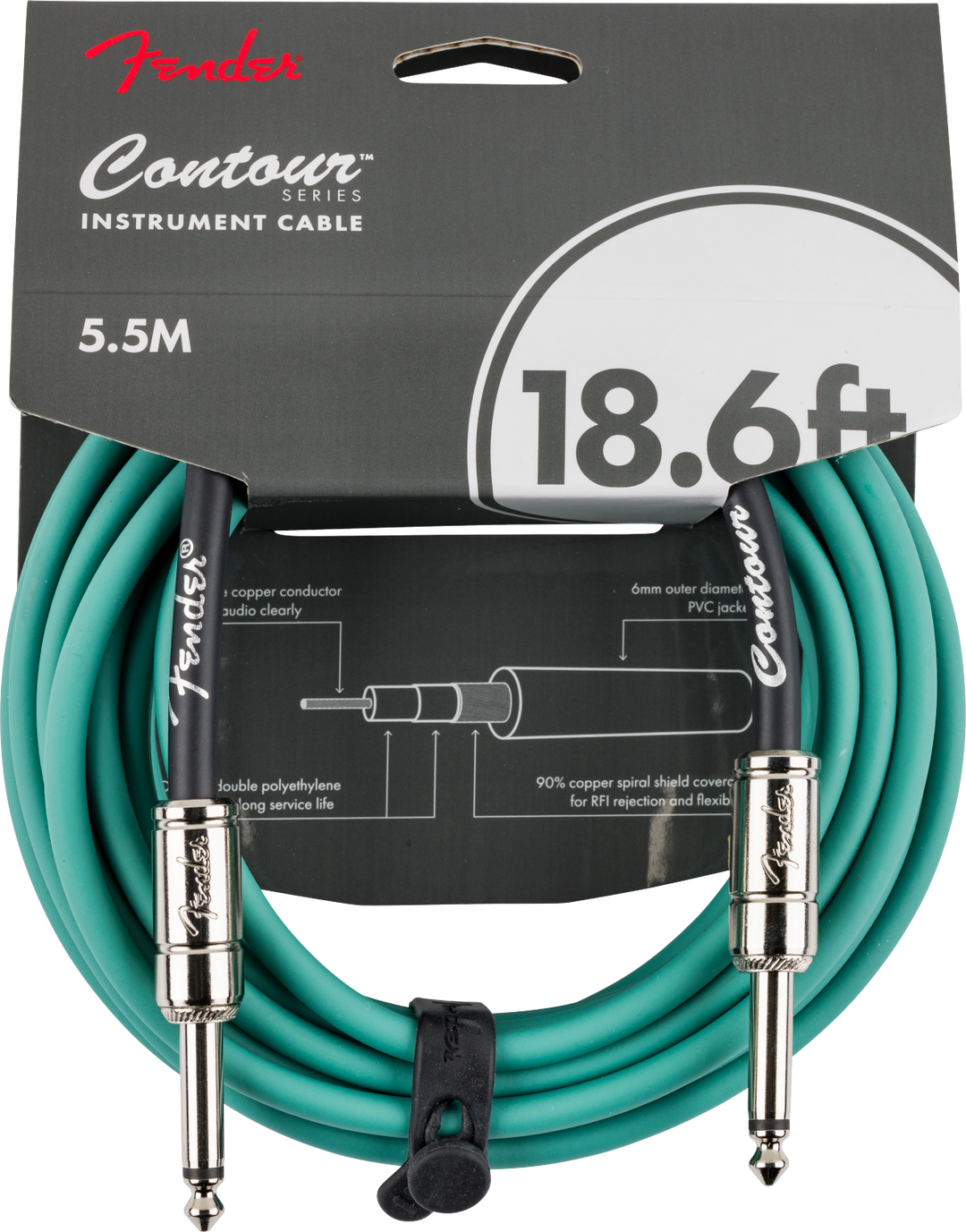 Fender Contour Series Instrument Cable, 18.6ft Sherwood Green