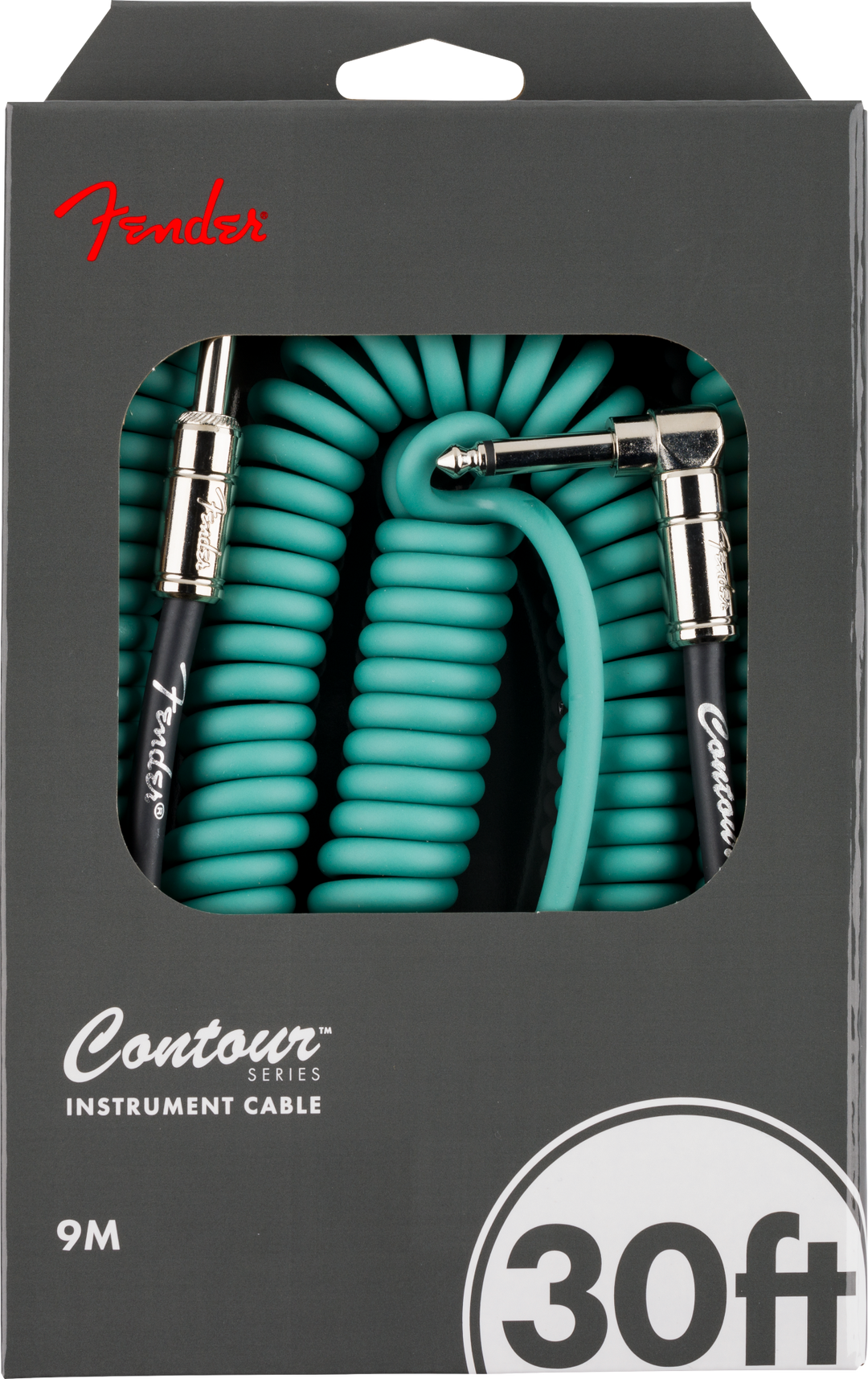 Fender Contour Series 30' Coiled Cable, Sherwood Green