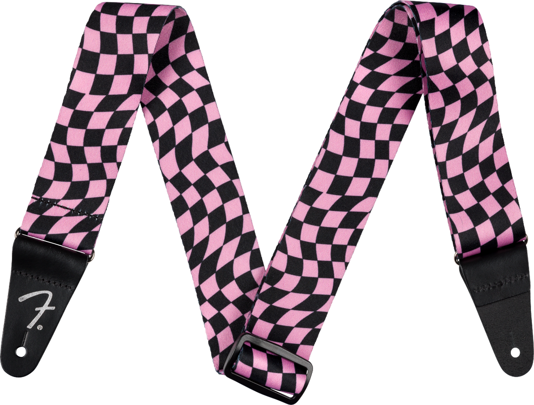 Fender Wavy Checkerboard Polyester Strap, Pink