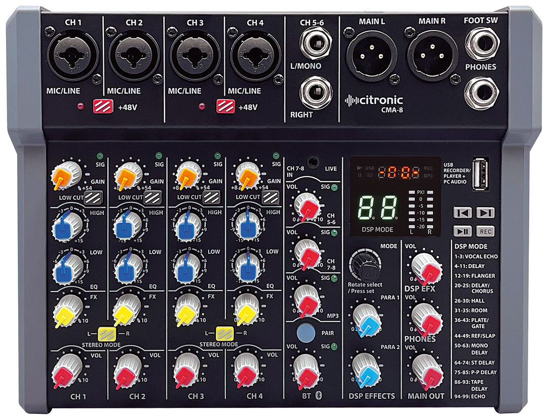 Citronic CMA-series Compact Mixers with DSP, USB Play/Record/PC and Bluetooth