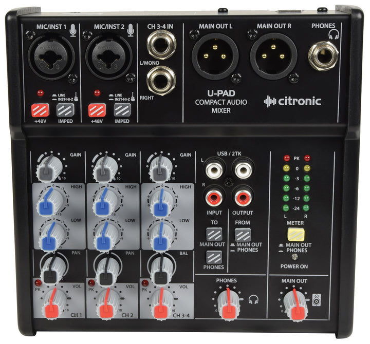 Mezclador compacto Citronic U-PAD con interfaz USB