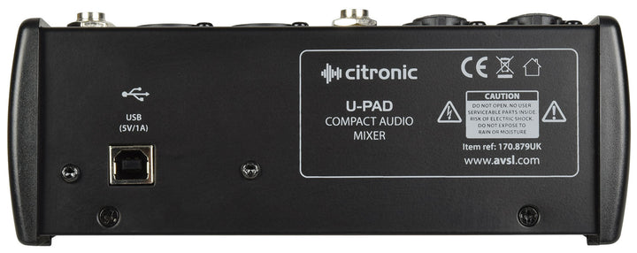 Mezclador compacto Citronic U-PAD con interfaz USB