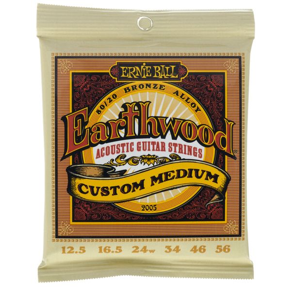 Ernie Ball Earthwood Acoustic Guitar String Set, 80/20 Bronze, Medium Light .012.5-.056