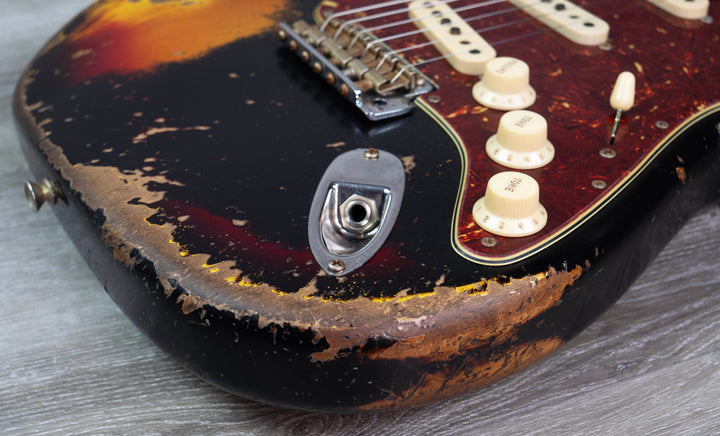 Fender Custom Shop Limited Edition Roasted '61 Strat Super Heavy Relic Guitar, Rosewood Fretboard, Aged Black over 3-Colour Sunburst