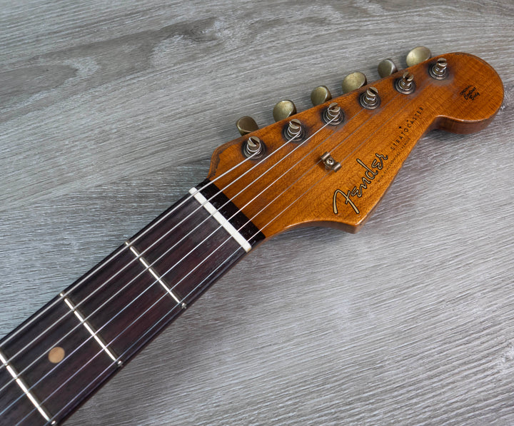 Fender Custom Shop Limited Edition Roasted '61 Strat Super Heavy Relic Guitar, Rosewood Fretboard, Aged Black over 3-Colour Sunburst