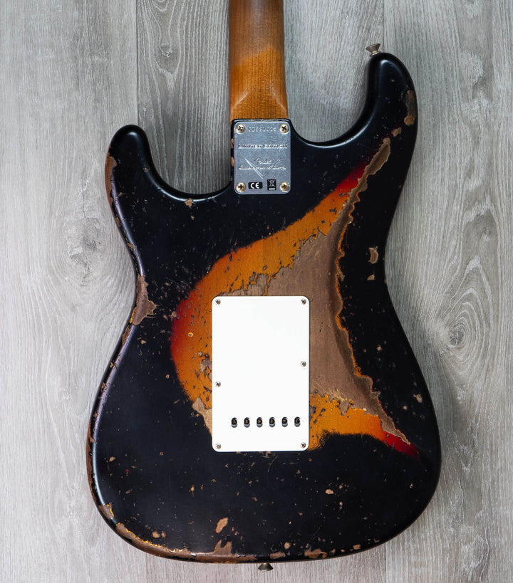 Fender Custom Shop Limited Edition Roasted '61 Strat Super Heavy Relic Guitar, Rosewood Fretboard, Aged Black over 3-Colour Sunburst