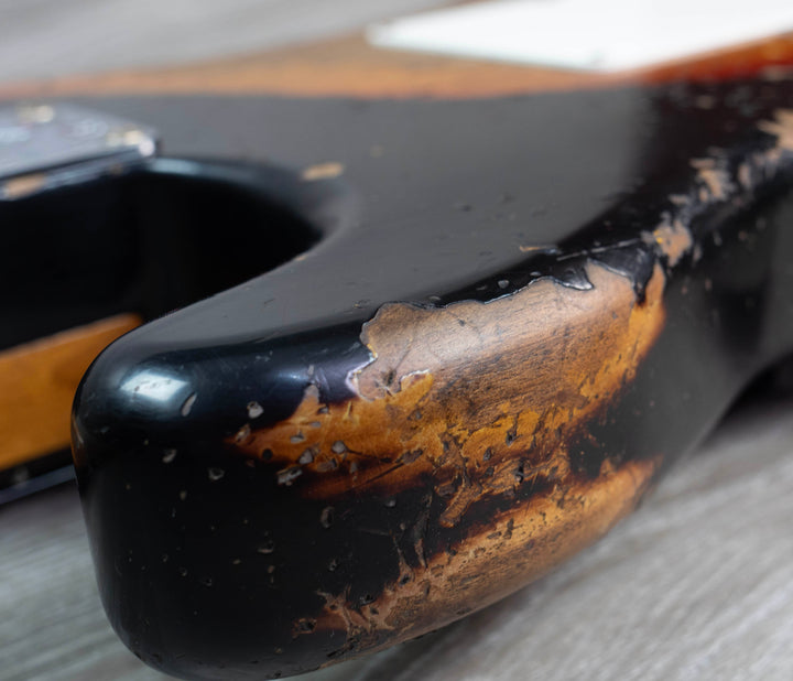 Fender Custom Shop Limited Edition Roasted '61 Strat Super Heavy Relic Guitar, Rosewood Fretboard, Aged Black over 3-Colour Sunburst