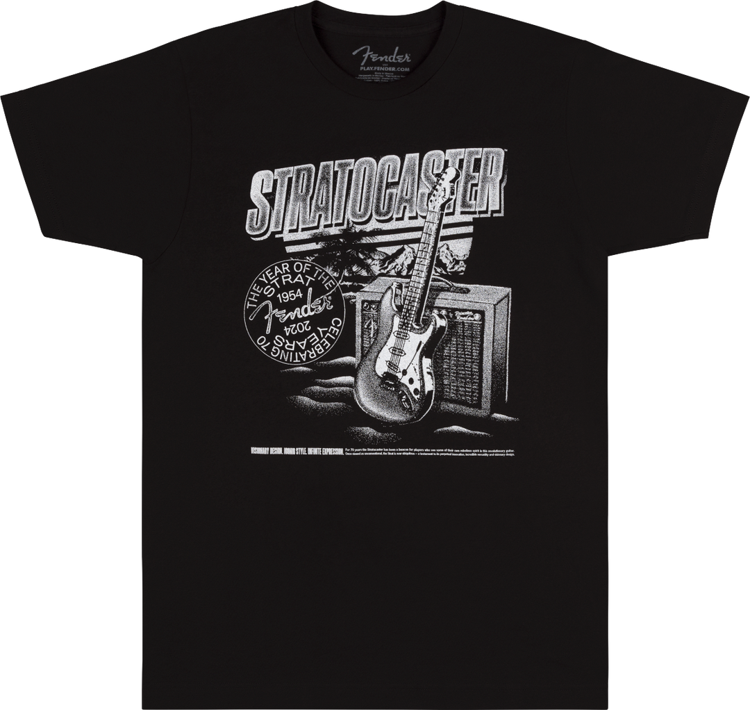 T-shirt Fender Stratocaster 70e anniversaire, noir