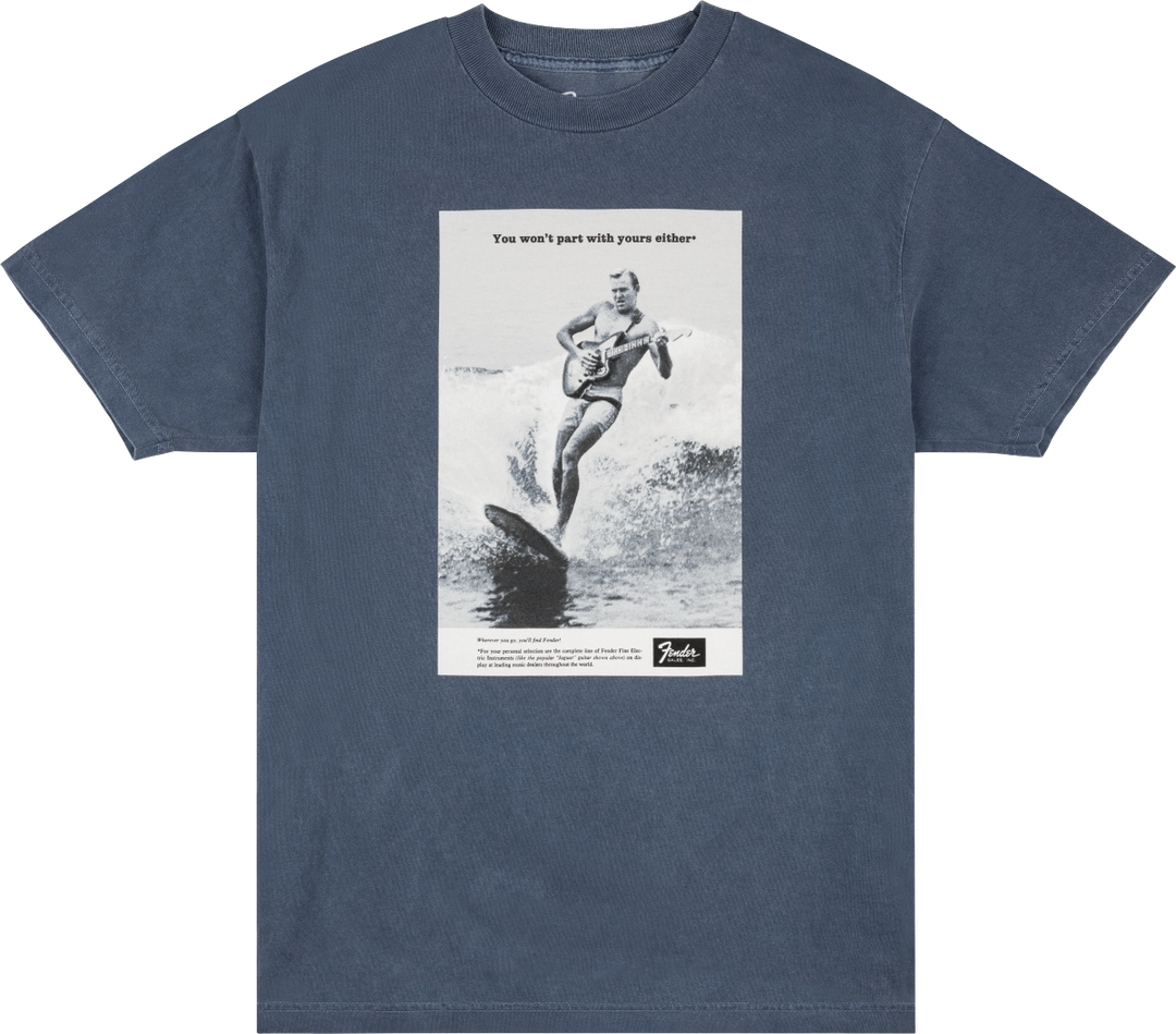 Fender Vintage Ad Surfer Tee T-Shirt, Ocean Blue