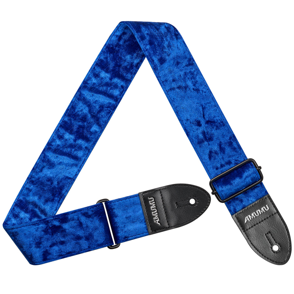 AMUMU Premium Crystal Velvet Guitar Strap, Blue