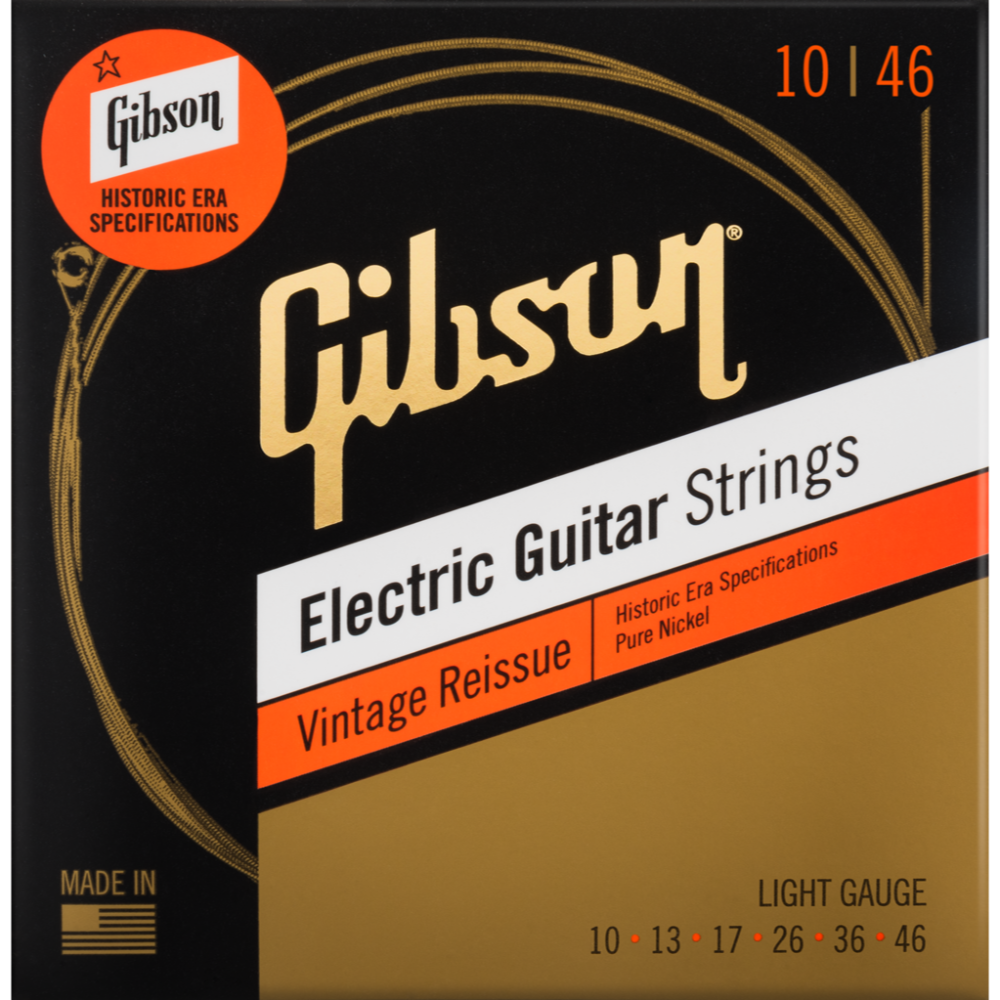 Gibson Vintage Reissue Electric Guitar Strings, Light Gauge .010 -.046