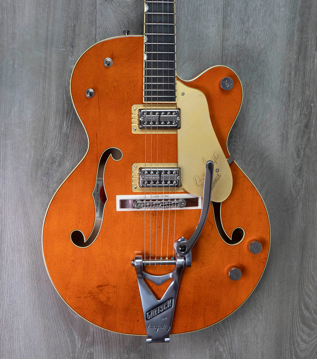 Gretsch G6120T-BSSMK Brian Setzer Signature Nashville Hollow Body '59 "Smoke" avec Bigsby, touche en ébène, orange fumé