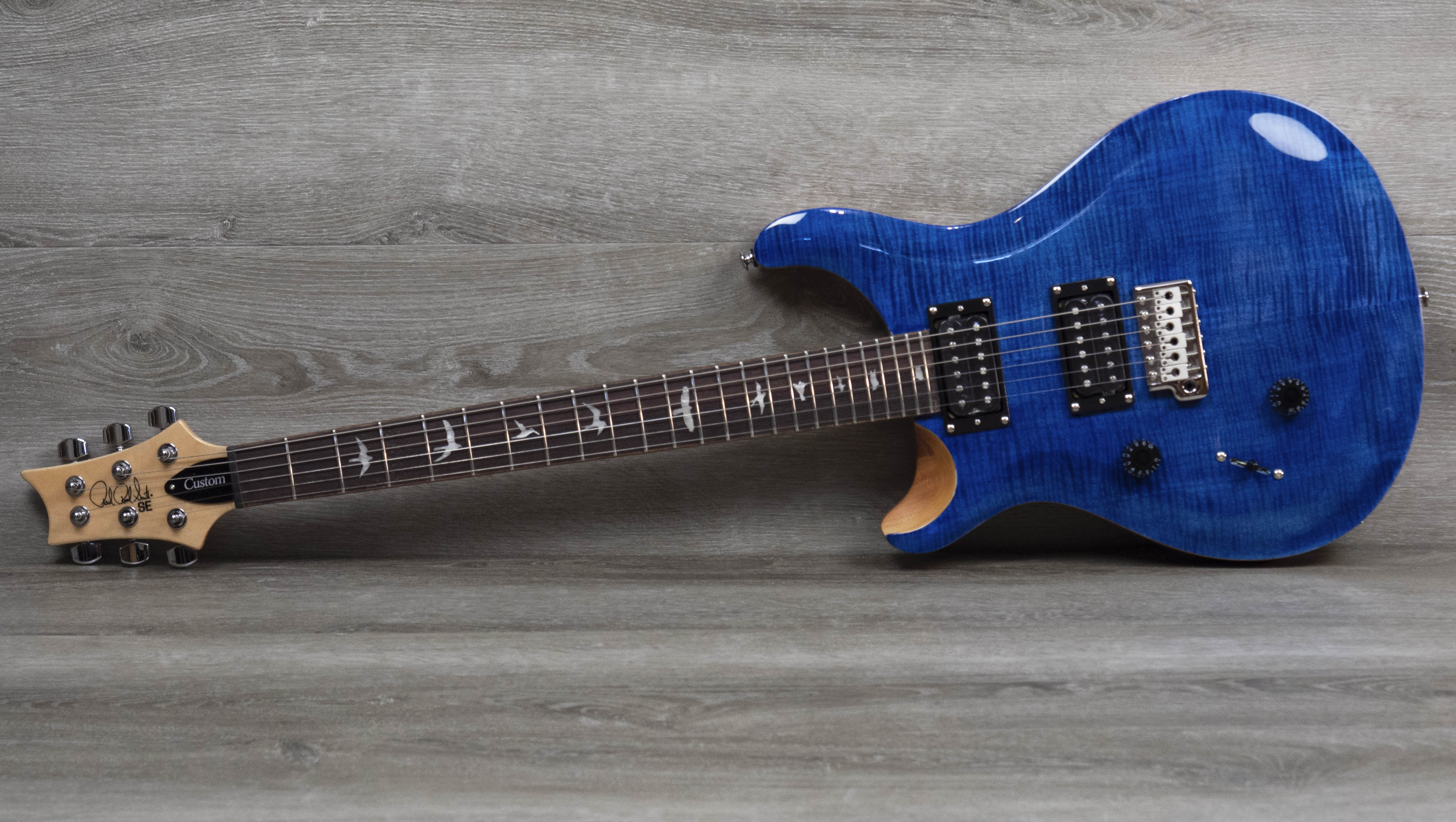 PRS SE Custom 24 Left Handed Electric Guitar, Faded Blue – A Strings