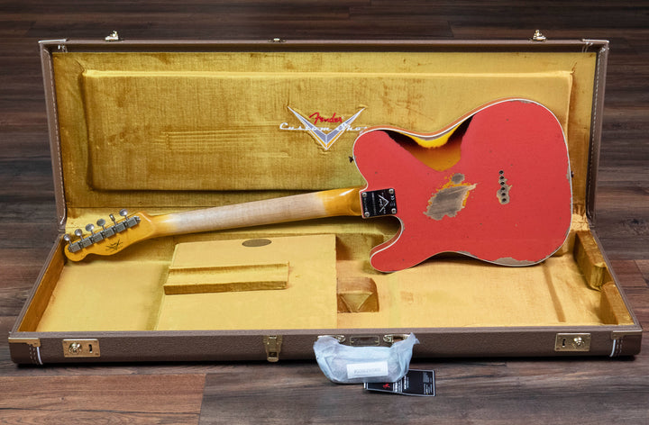 Telecaster Heavy Relic de edición limitada '60 de Fender Custom Shop, coral tahitiano envejecido sobre Sunburst de 3 colores