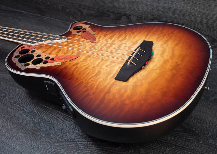 Basse électro Ovation Celebrity CEB44X-7C, médium profond, Cognac Burst