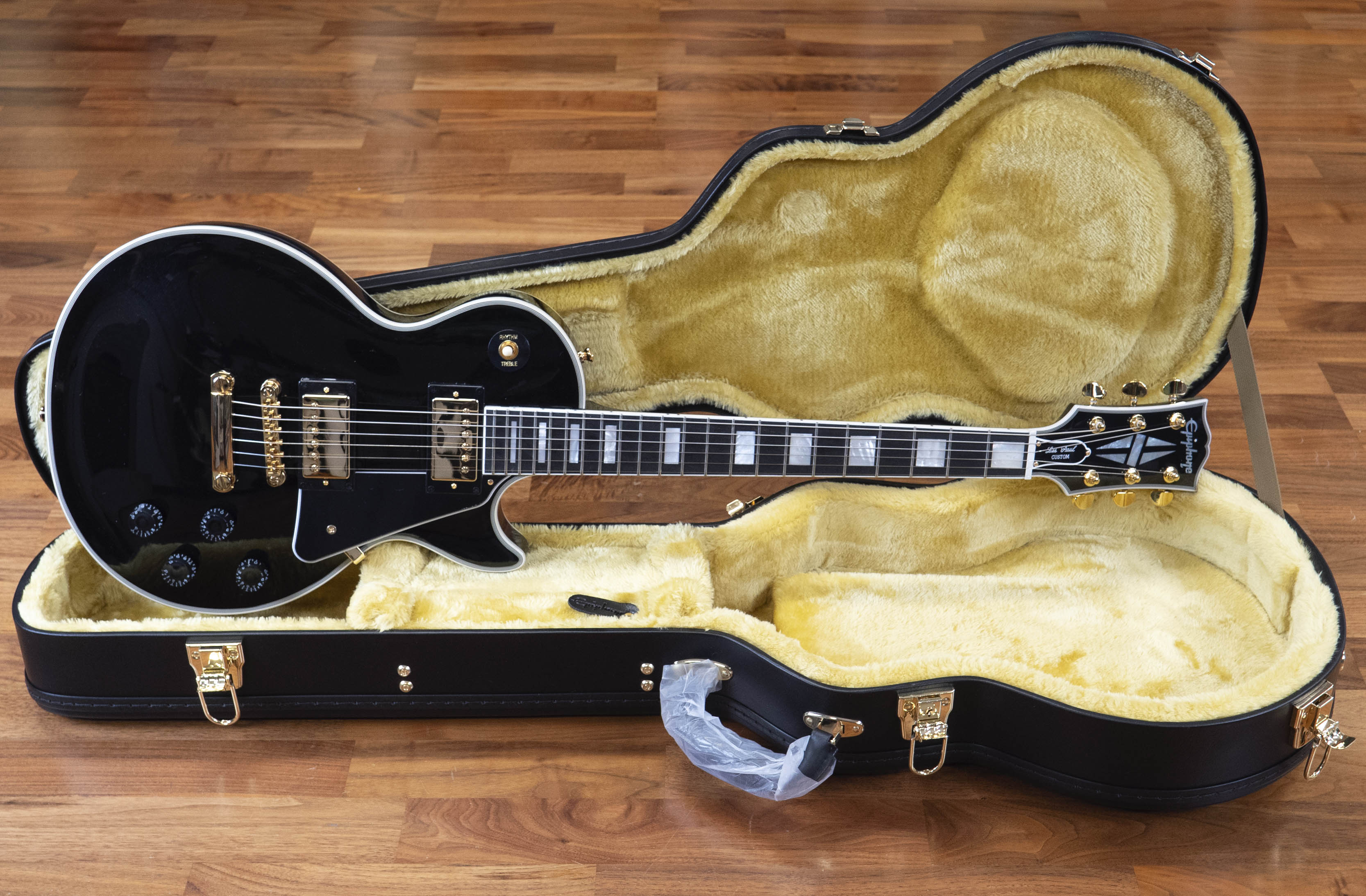 Epiphone Inspired by Gibson Les Paul Custom, Ebony, with Hard Case