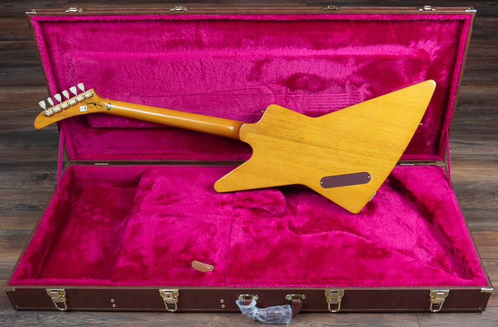 Epiphone inspiré par Gibson 1958 Korina Explorer (Pickguard blanc), naturel vieilli