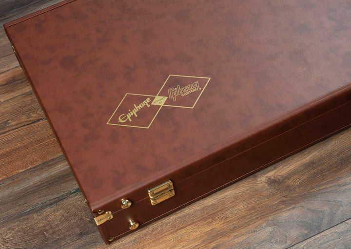 Epiphone inspiré par Gibson 1958 Korina Explorer (Pickguard blanc), naturel vieilli