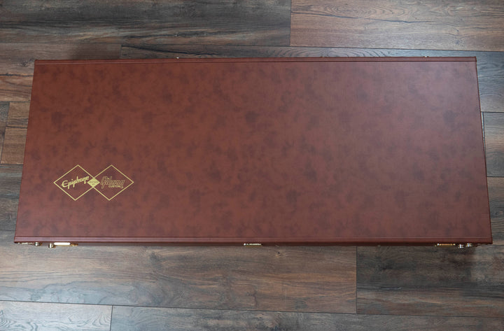 Epiphone inspiré par Gibson 1958 Korina Explorer (Pickguard blanc), naturel vieilli