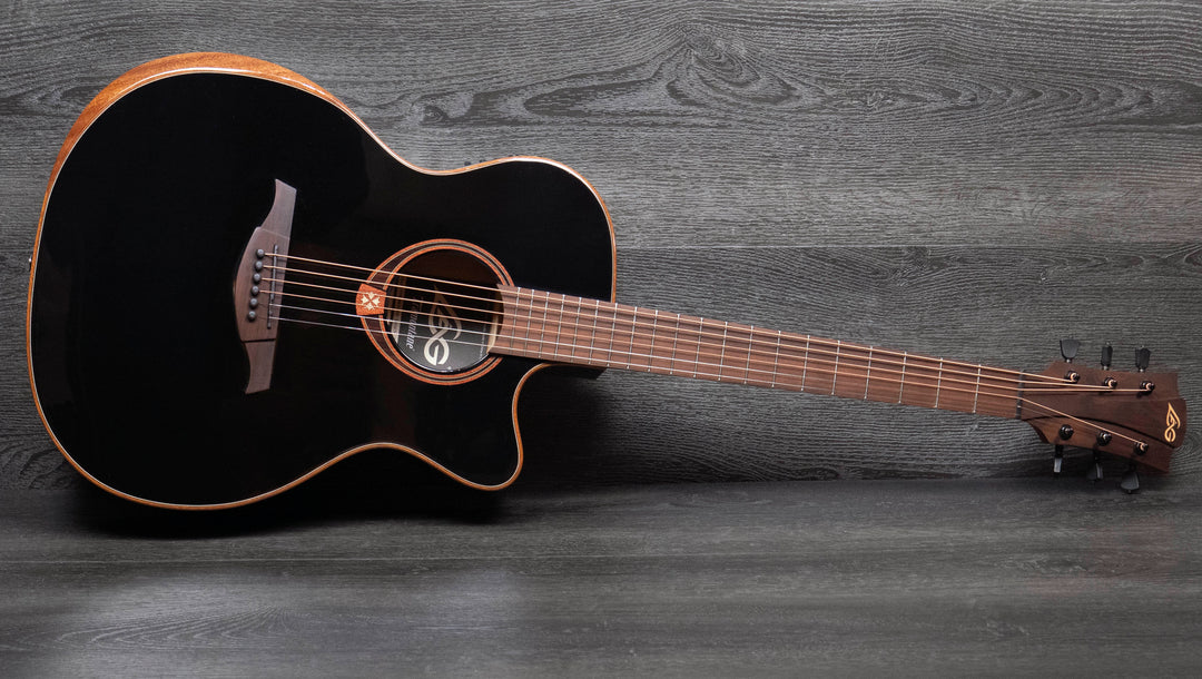 Lâg T118ABCE-BLK Tramontane Auditorium Bevel Cutaway Electro-Acoustic Guitar, Black