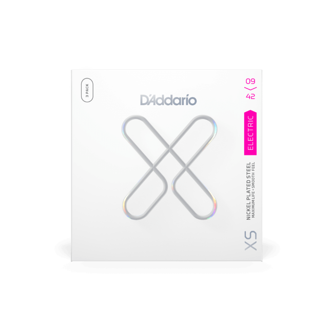 D'Addario XS Coated Electric String Multipack Set, Nickel, .009-.042, 3 Sets
