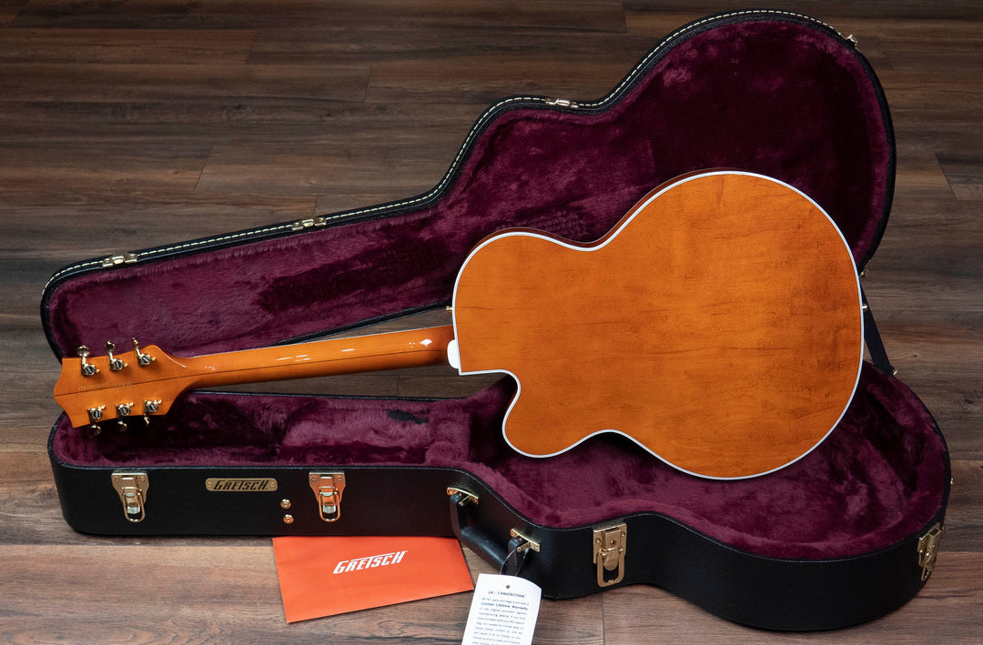 Gretsch G6120TG-DS Players Edition Nashville Hollow Body DS avec Bigsby à cordes traversantes et accastillage doré, touche en ébène, Roundup Orange
