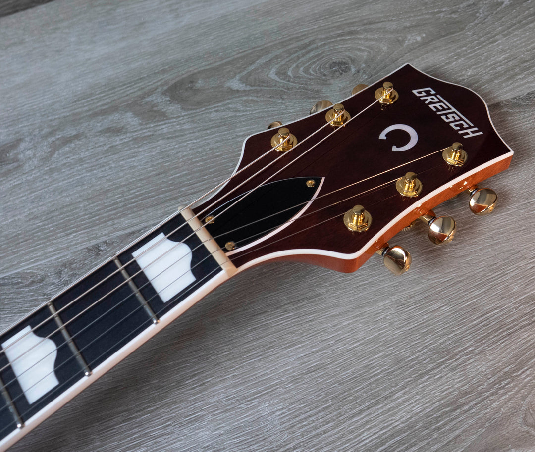 Gretsch G6120TG-DS Players Edition Nashville Hollow Body DS avec Bigsby à cordes traversantes et accastillage doré, touche en ébène, Roundup Orange