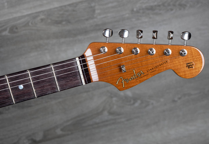 Fender Custom Shop 1963 Stratocaster® Journeyman Relic con herrajes Closet Classic, diapasón de palisandro, blanco olímpico envejecido