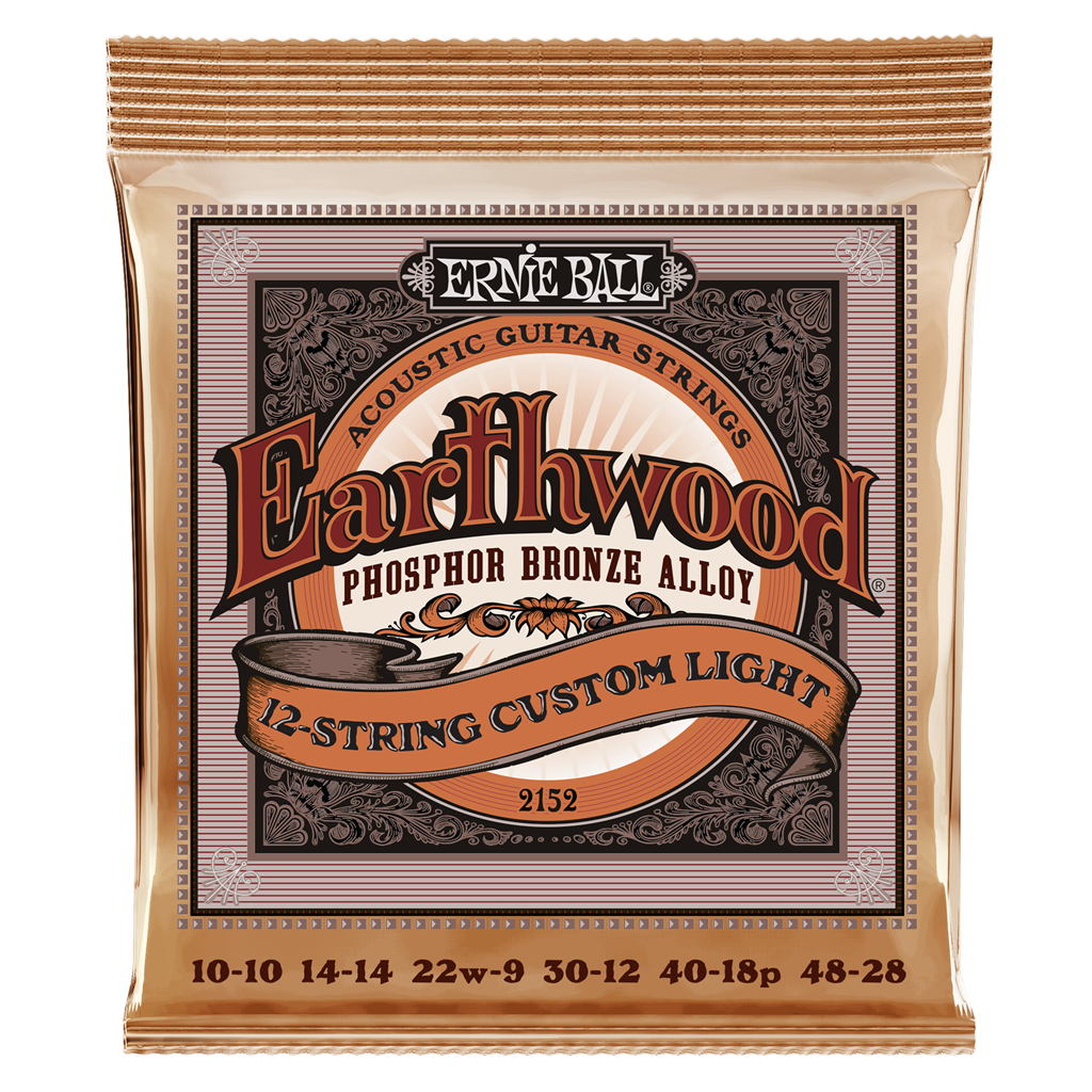 Ernie Ball Earthwood Acoustic Guitar 12-String Set, Phosphor Bronze, Light .010-.048