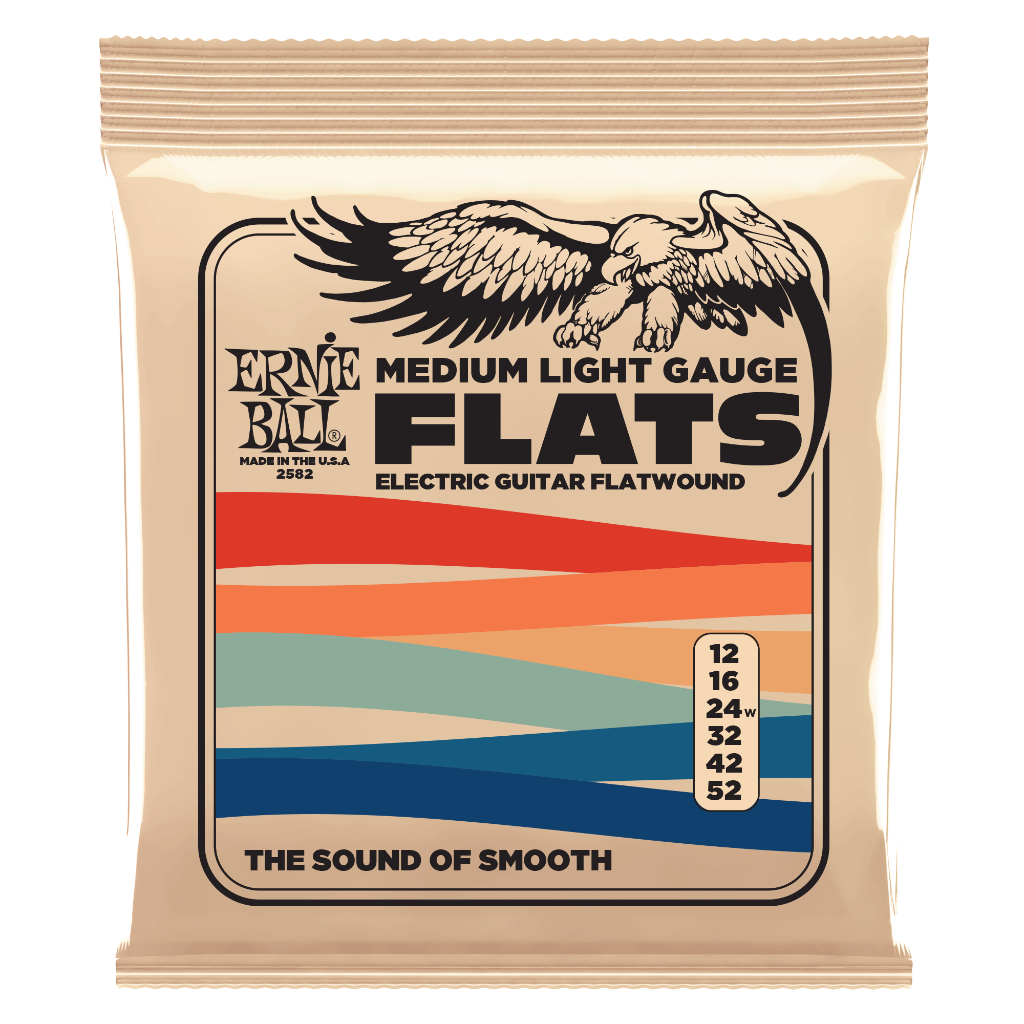 Ernie Ball Flatwound Electric Guitar String Set, Medium-Light, .012-.052