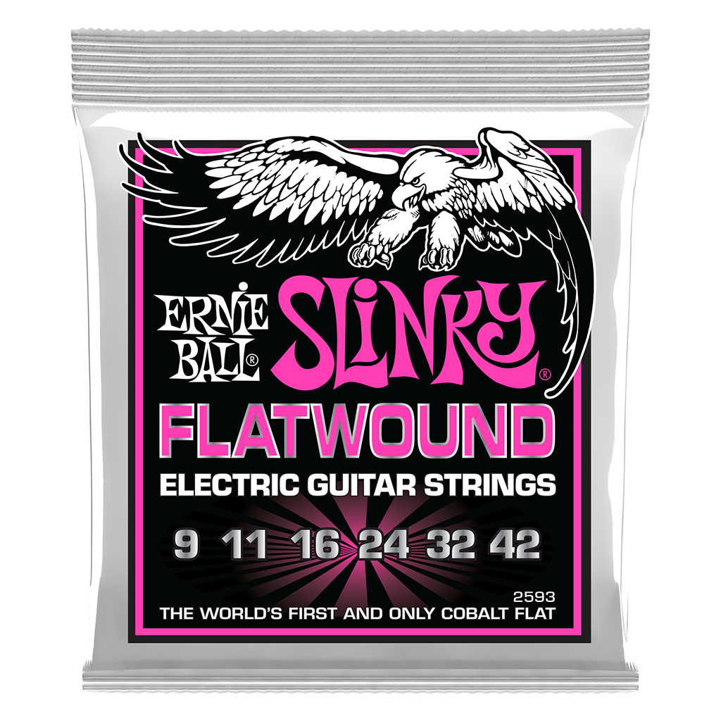 Ernie Ball Cobalt Flatwound Electric Guitar String Set, Super Slinky .009-.042