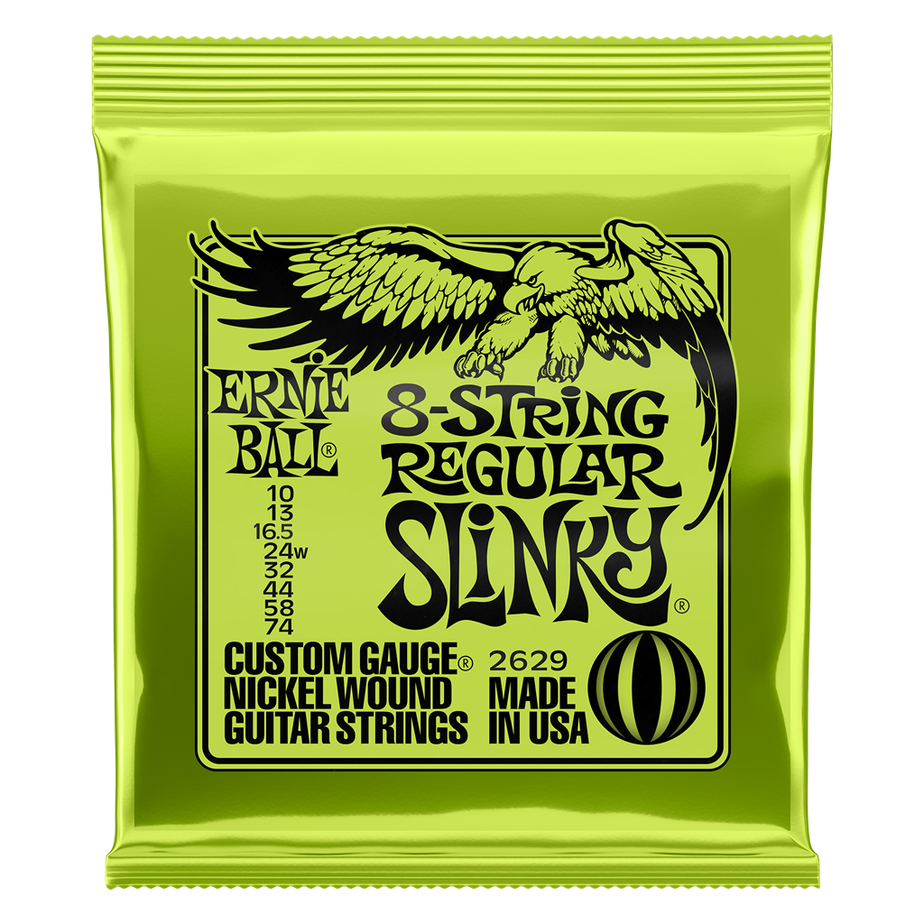 Ernie Ball 8-String Regular Slinky Guitar String Set, Nickel, .010-.074