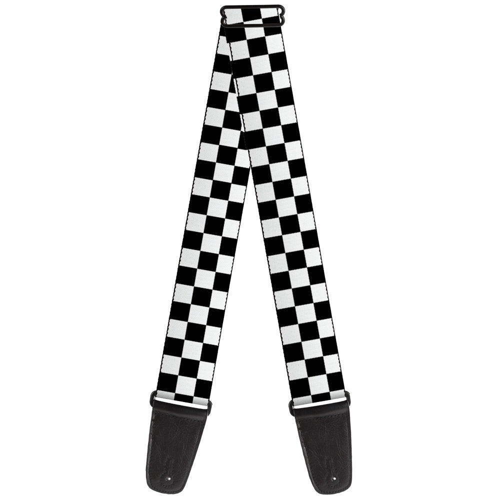 Buckle Down Black and White Checkered Guitar Strap