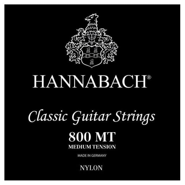 Hannabach 800MT Black Nylon Classical Guitar String Set, Medium Tension