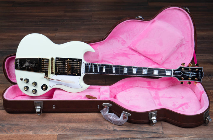 Epiphone Inspired by Gibson 1963 Les Paul SG Custom with Maestro Vibrola, Classic White, with Hard Case