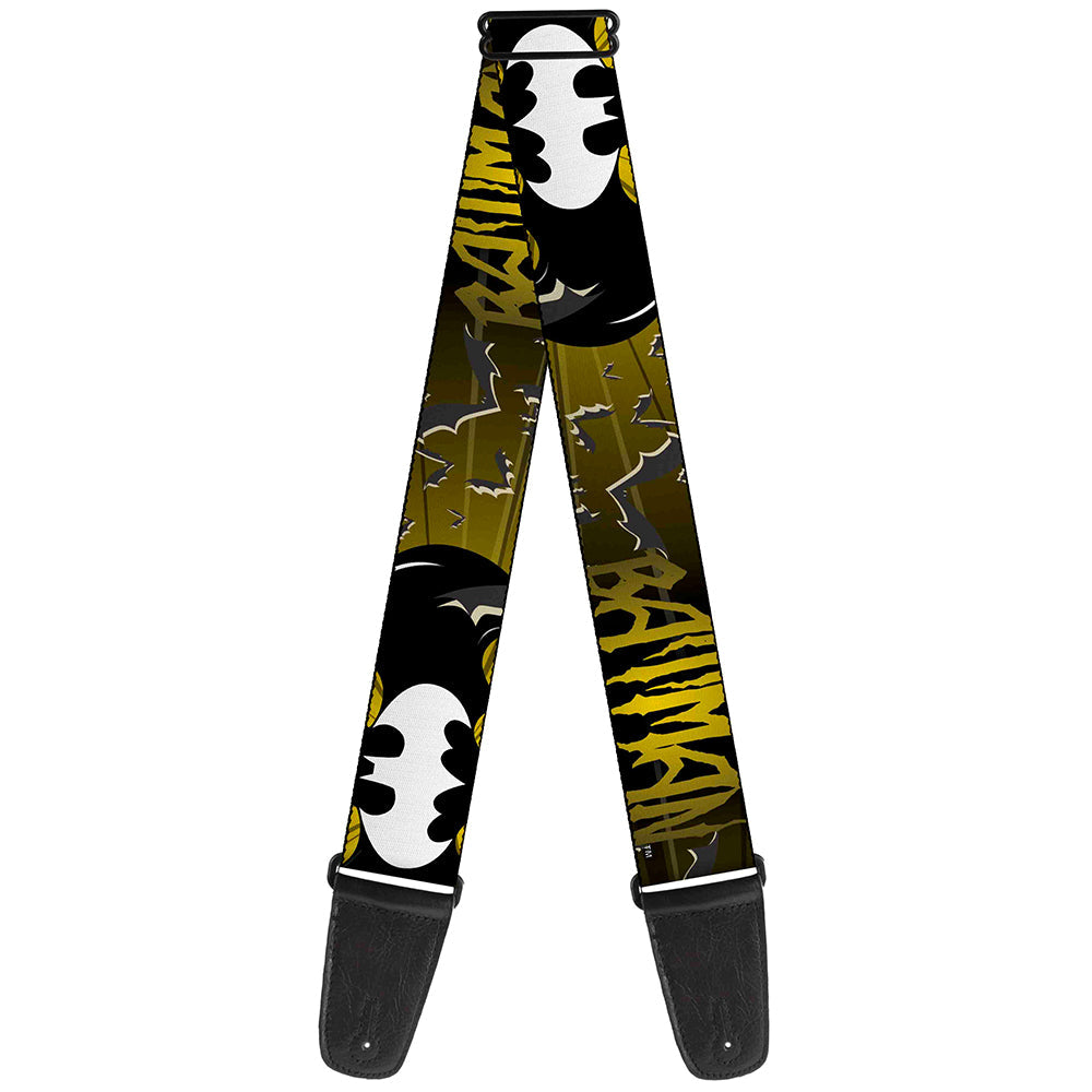 Buckle Down Batman Shield And Bats Black/Yellow Guitar Strap