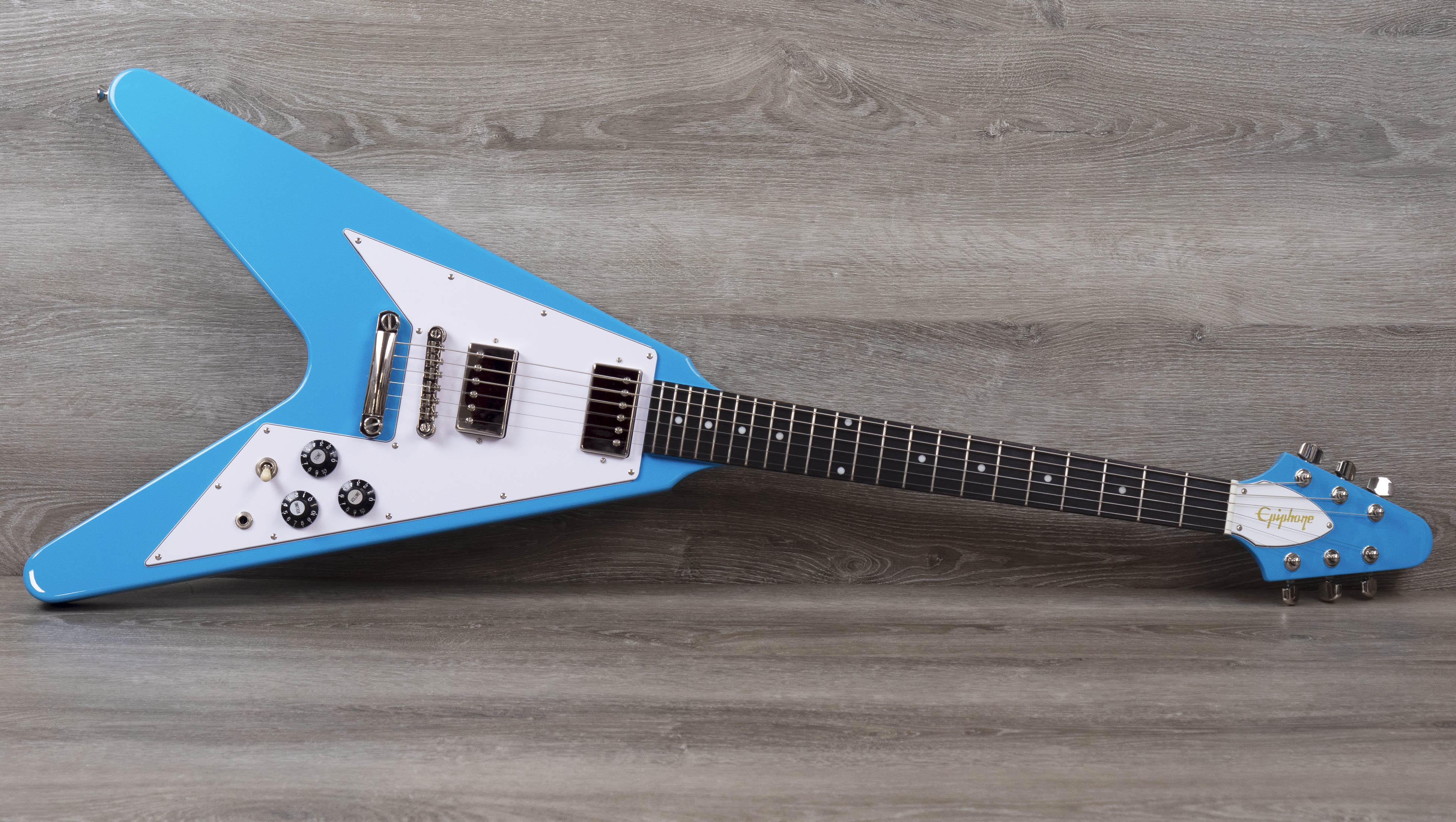 Epiphone Flying V 70s, Maui Blue – A Strings