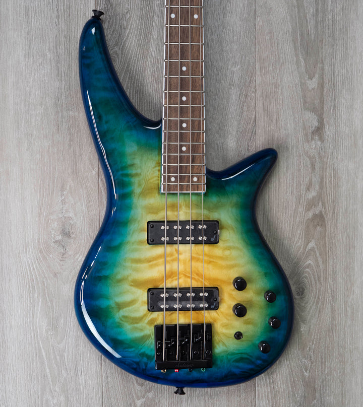 Jackson X Series Spectra Bass SBX IV, Laurel Fingerboard, Amber Blue Burst