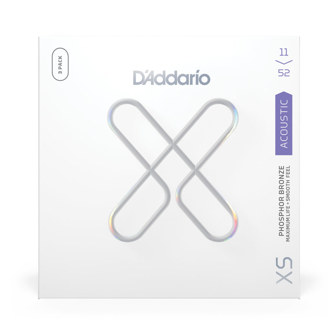 D'Addario XS Coated Acoustic String Multipack Set, Phosphor Bronze, .011-.052 3 Sets