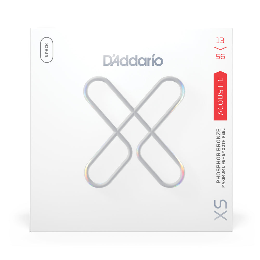 D'Addario XS Coated Acoustic String Multipack Set, Phosphor Bronze, .013-.056 3 Sets