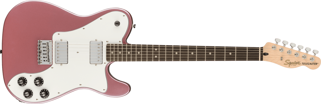 Squier Affinity Series Telecaster Deluxe, diapasón de laurel, golpeador blanco, tono Burgundy Mist