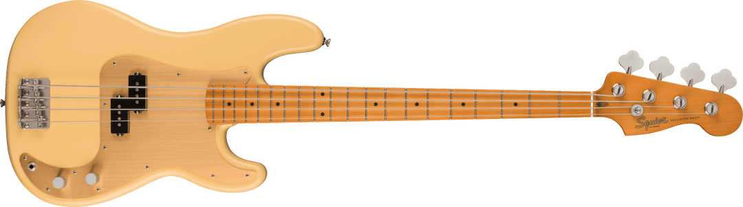 Squier 40th Anniversary Precision Bass, Vintage Edition, Maple Fingerboard, Gold Anodized Pickguard, Satin Vintage Blonde