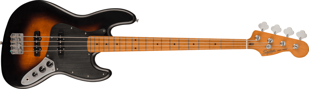 Squier 40th Anniversary Jazz Bass, edición vintage, diapasón de arce, golpeador anodizado negro, acabado satinado Sunburst de dos colores