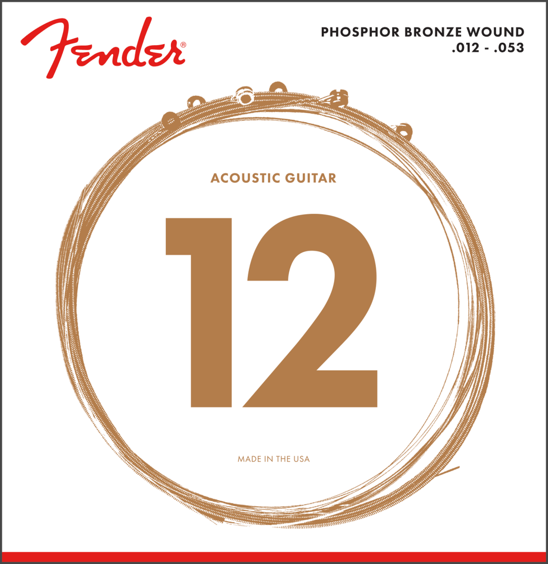 Fender 60L Acoustic String Set, Phosphor Bronze, .012-.053 - A Strings