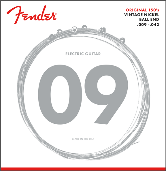 Fender 150L Original 150 Guitar Strings, Pure Nickel Wound, Ball End, .009-.042 - A Strings