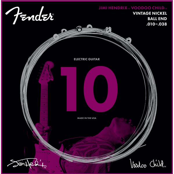 Fender Hendrix Voodoo Child Electric Guitar Strings, Ball End, Nickel, .010-.038