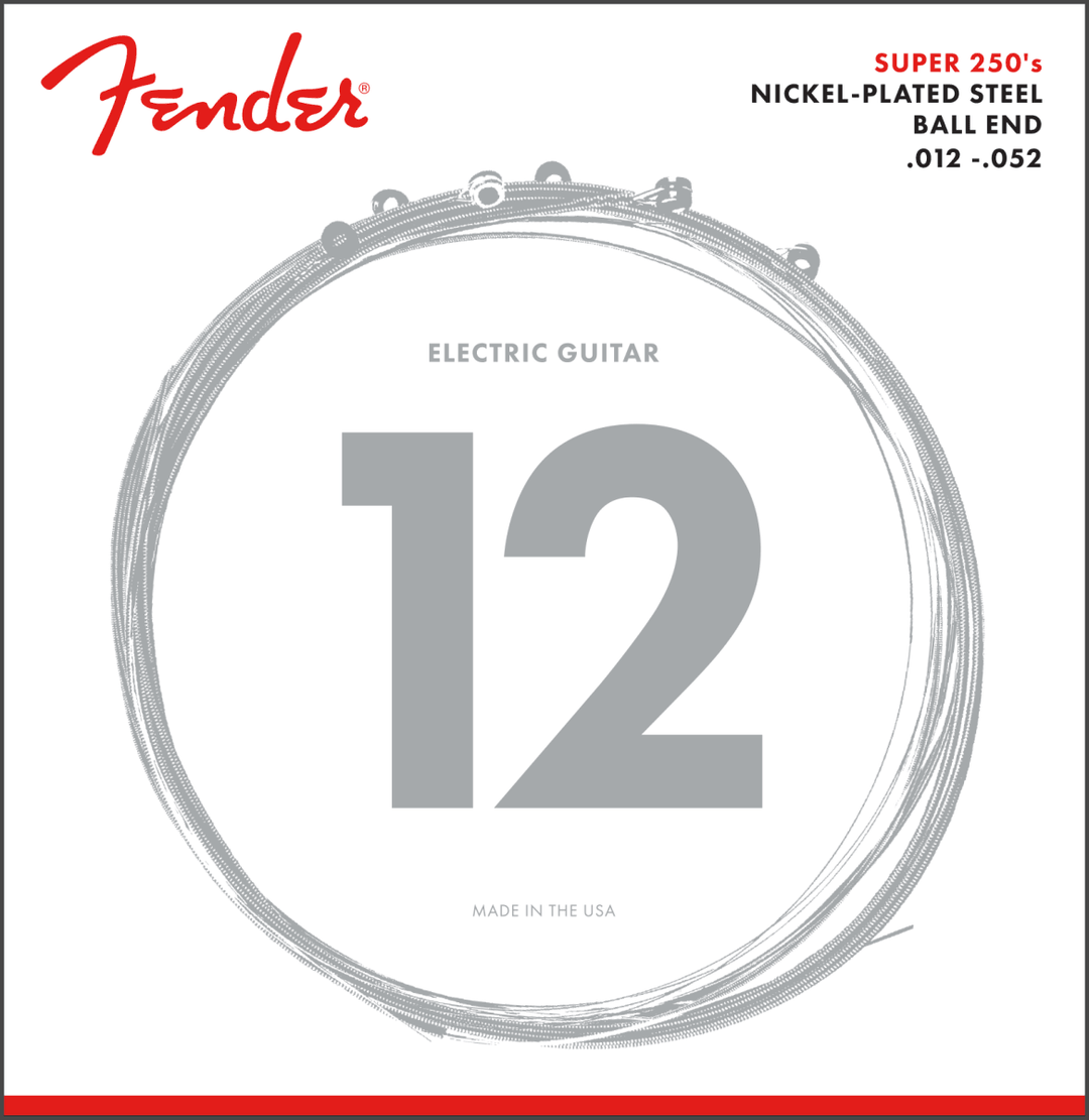 Fender 250H Super 250 Electric Guitar Strings, Nickel Plated Steel, Ball End, .012-.052 - A Strings